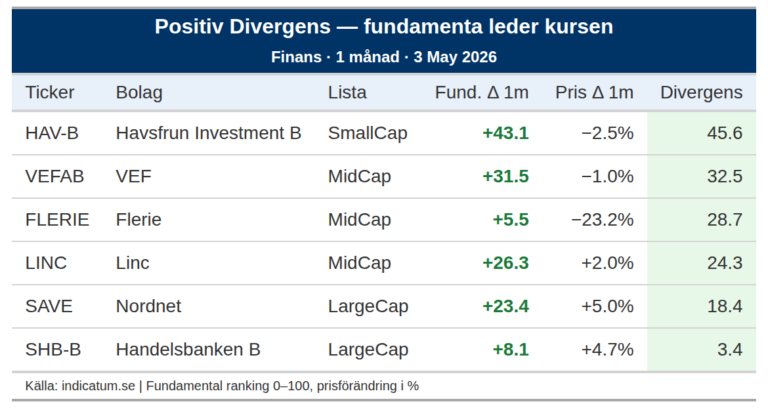 Havsfrun Investment B stärker fundamenta med 43 poäng – varför står kursen still